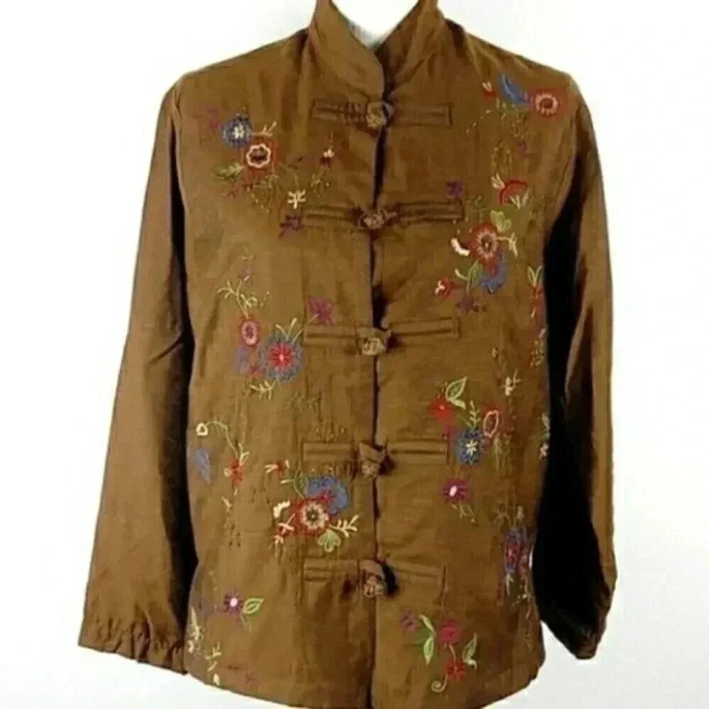 Women's Vintage Jacket 90s Fall Festival Boho Embroidered Floral Jacket